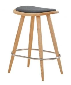 Nofu INDOOR Universal Bar Stool Natural Ash | Slate Grey Cushion | Footrest In Stainless Steel