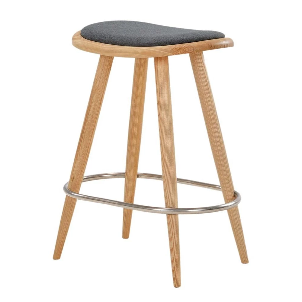 Nofu INDOOR Universal Bar Stool Natural Ash | Slate Grey Cushion | Footrest In Stainless Steel 1 Nofu INDOOR Universal Bar Stool Natural Ash | Slate Grey Cushion | Footrest In Stainless Steel