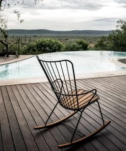 Paon Outdoor Rocking Chair By Houe (Bamboo & Black)