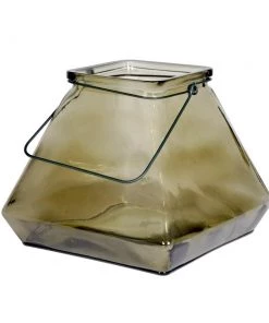 SLH Contemporary Pyramid Glass Lantern - Black