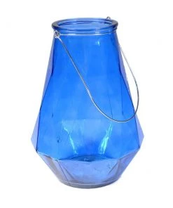 SLH DÉCOR Contemporary Geo Tear Drop Lantern - Blue