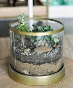 SLH DÉCOR Hurricane Glass And Metal Base Sml