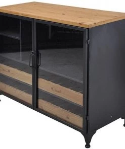 SLH Taylor Low Wine Cabinet - Wood,Gunmetal INDOOR