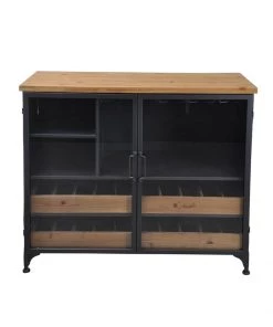 SLH Taylor Low Wine Cabinet - Wood,Gunmetal INDOOR