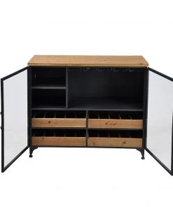 SLH Taylor Low Wine Cabinet - Wood,Gunmetal INDOOR