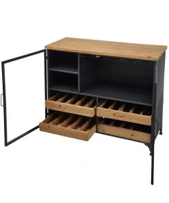 SLH Taylor Low Wine Cabinet - Wood,Gunmetal INDOOR