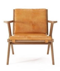 Karpenter Tribute Easy Chair - FSC Teak With Tan Cognac Leather INDOOR